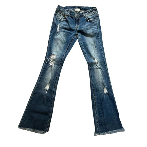 Litz Blue Denim Distressed Frayed Hem Jeans Size 26 Low Rise‎ Womens ripped - Picture 1 of 10